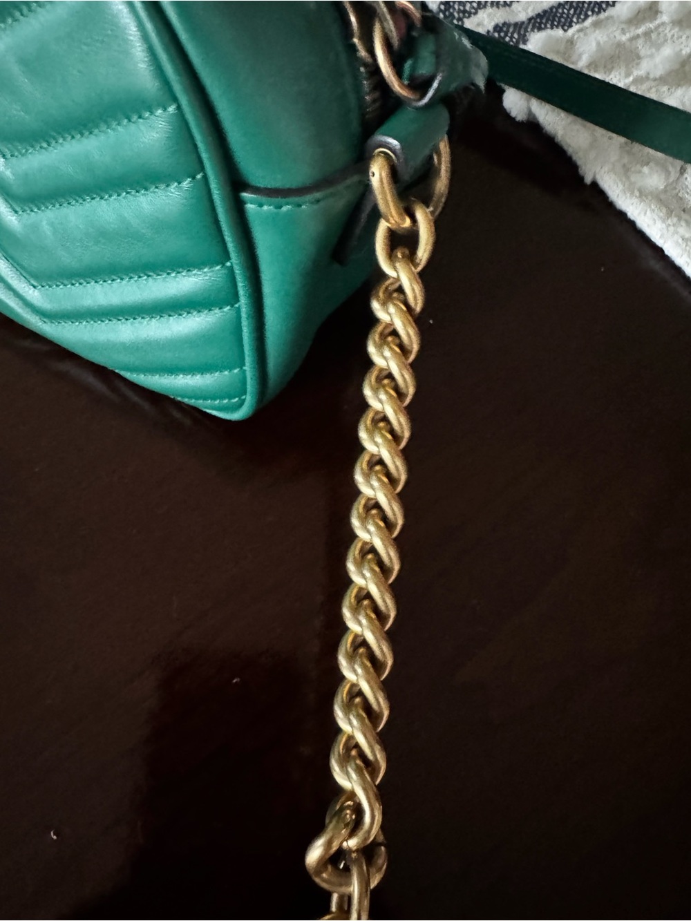 ✨ GUCCI Emerald Green Matelassé Leather Small GG Marmont Camera Bag - Picture 4 of 9